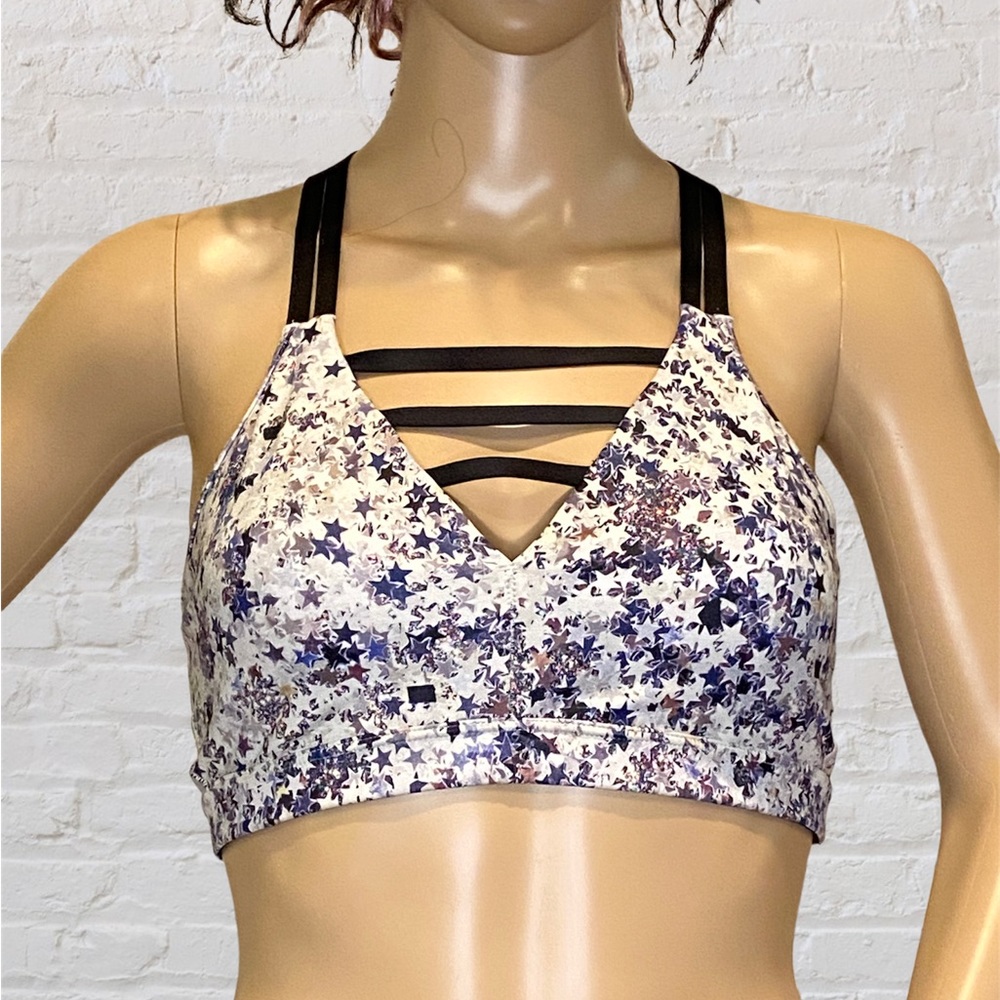Victoria's Secret Sport VSX Star Confetti Strappy Cage Sports Bra Sz Medium VGC